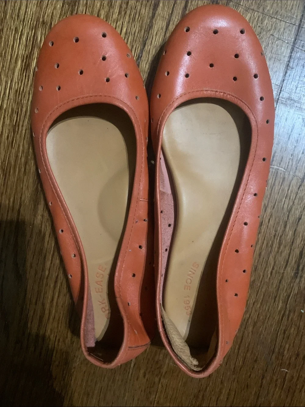 Kork-Ease Coral Perforated Leather Ballet Flats